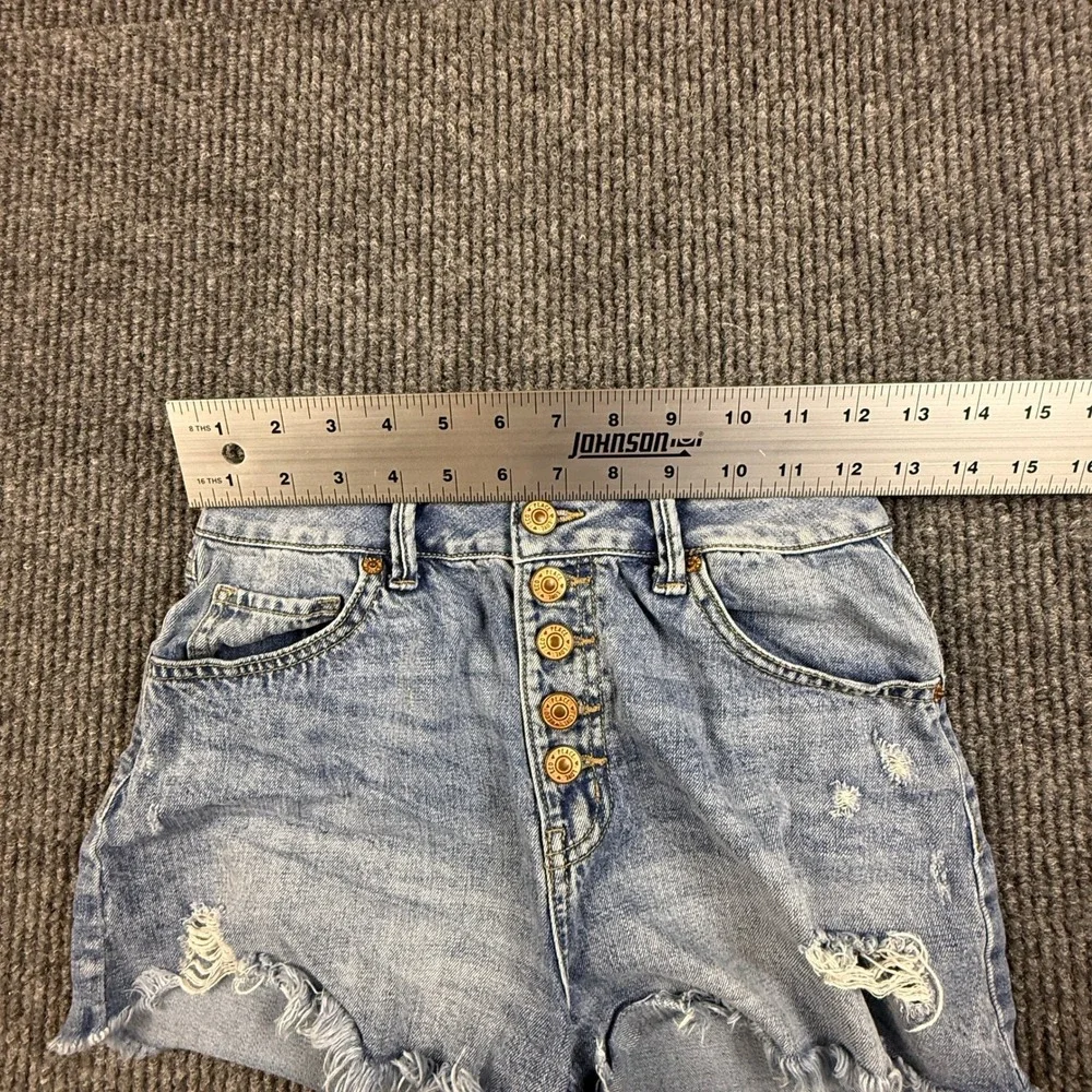 By Rewash Womens Size 3/26 Distressed Denim Shorts Light Wash Button Fly